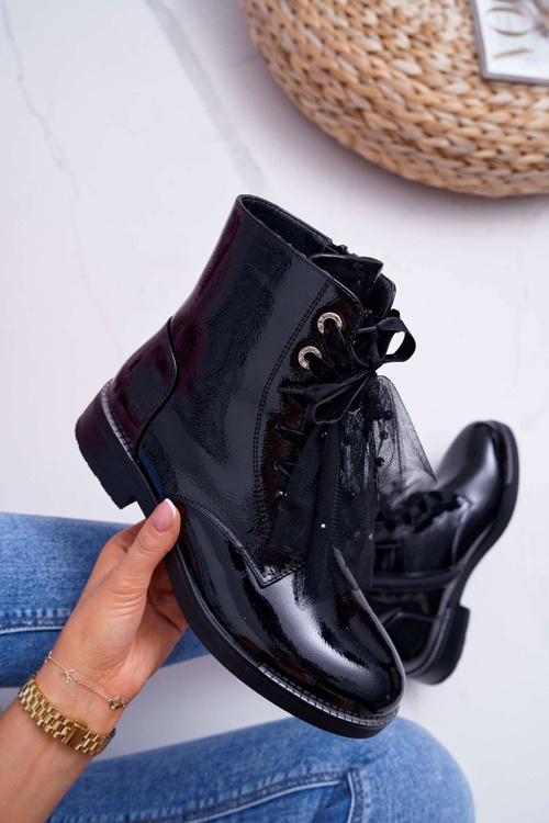 Жіночі лаковані чоботи чорні Barski 39-2