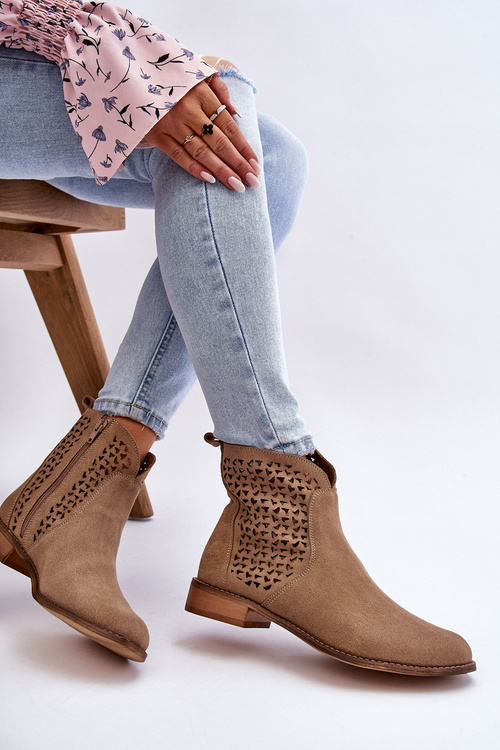 Чоботи замшеві Ніколь 2791/023 Темно-бежевий