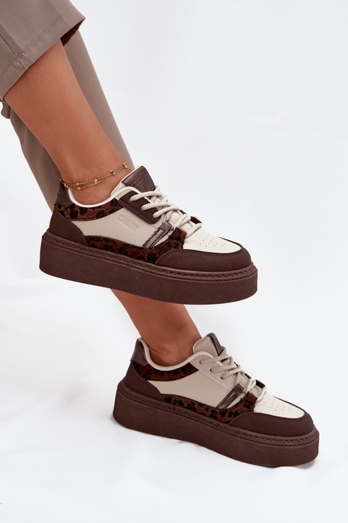 Жіночі Кросівки На Платформі Big Star SS274356 Леопард Коричнево-Бежеві