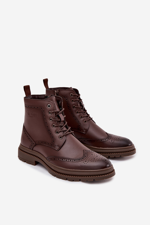 Шкіряні чоловічі чоботи Lee Cooper LCJ 25 33 3960 коричневі Botki Męskie