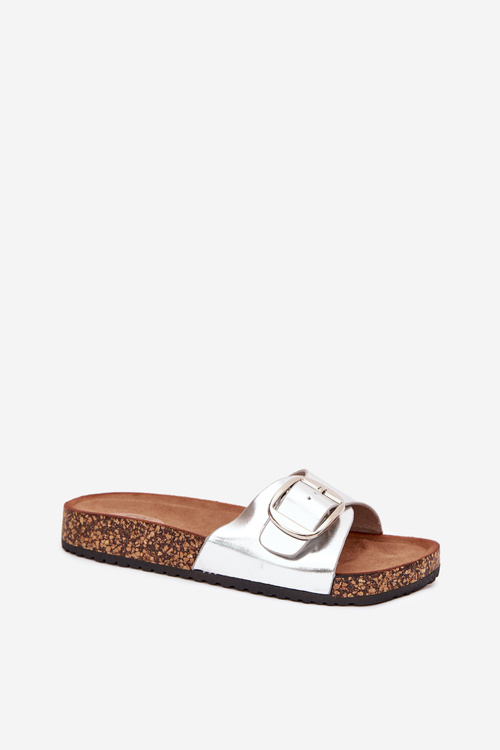 Жіночі Сандалі На Корковій Платформі З Пряжкою Сріблясті Vianara