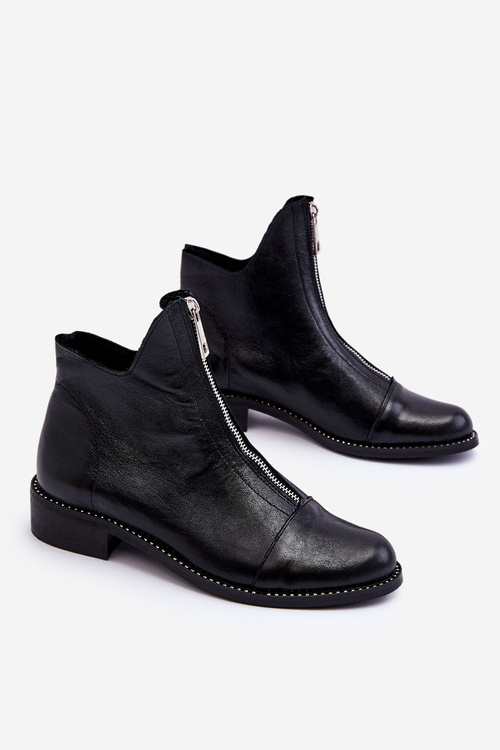 Шкіряні чоботи на блискавці Ніколь 2785/037 Чорні