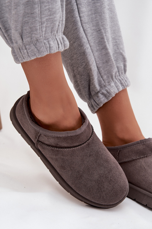 Жіночі зимові черевики з теплою підкладкою темно-сірі Serenne