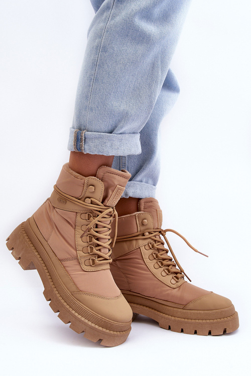 Жіночі утеплені черевики Trapper на платформі та підборах Big Star MM274340 Бежеві