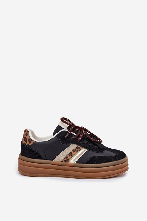 Жіночі Кросівки На Платформі З Подвійним Шнурівкою Пантера Чорні Niteria