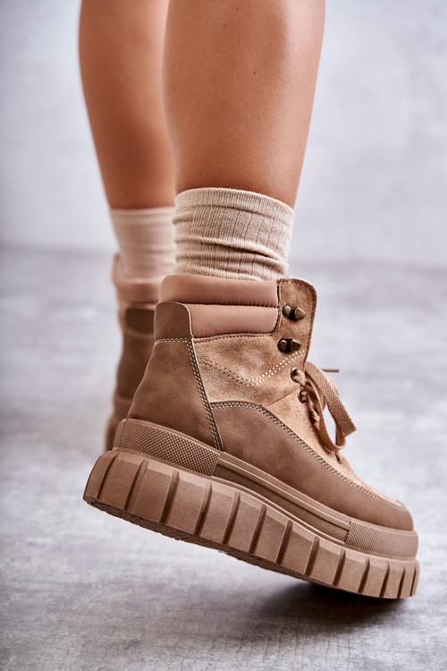 Зручні черевики на платформі темно-бежеві Sanchio