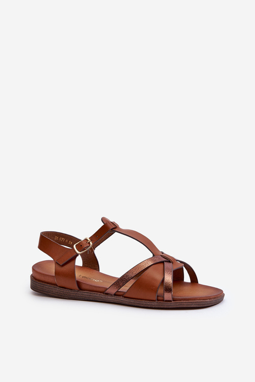 Жіночі сандалі на плоскій підошві з еко шкіри Sergio Leone SK071H коричневого кольору