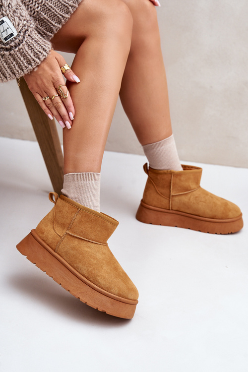 Низькі жіночі зимові черевики на платформі, утеплені хутром Camel Saldren