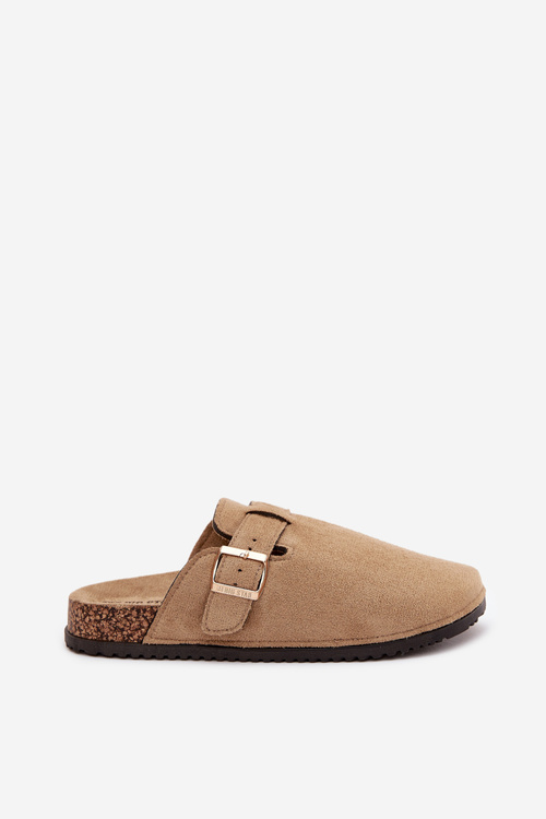 Жіночі Клумпи На Корковій Платформі З Золотою Пряжкою Big Star SS274738 Бежеві