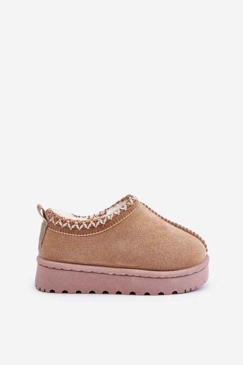 Снігові черевики Дитячі ботильйони на платформі утеплені хутром бежеві Vilabria