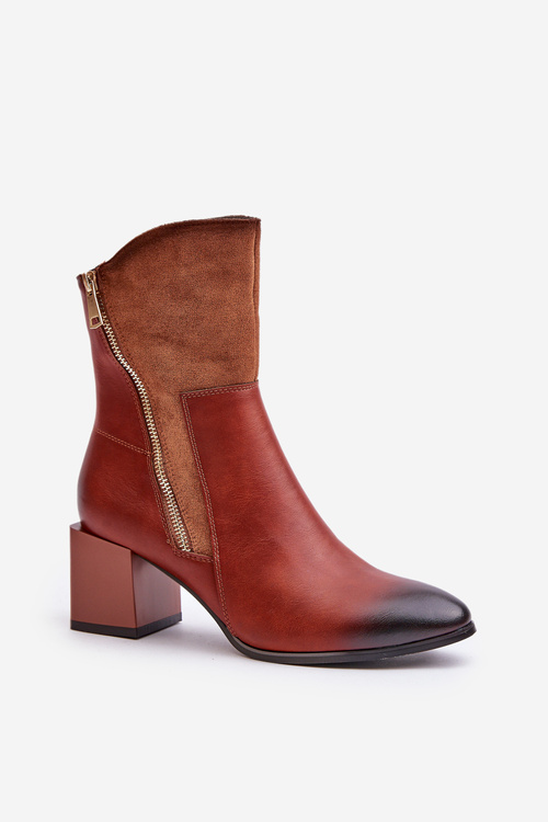 Теплі жіночі чоботи на підборах коричневого кольору Relabina