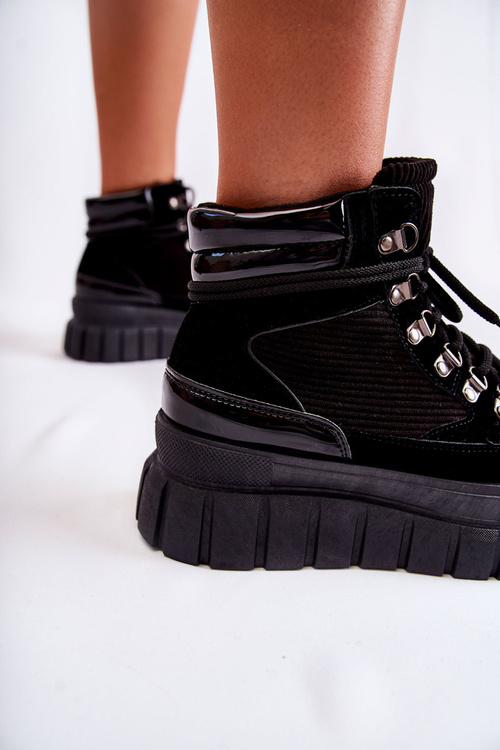 Модні жіночі черевики на платформі Чорні Magnific