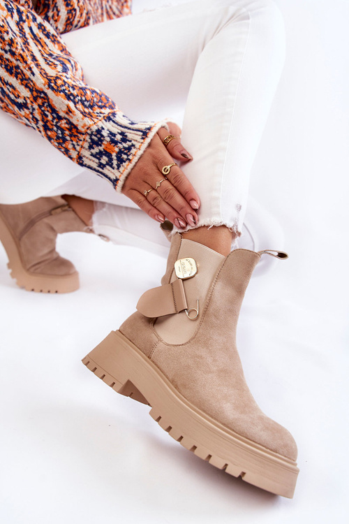 Замшеві теплі черевики Workers Beige Magnis