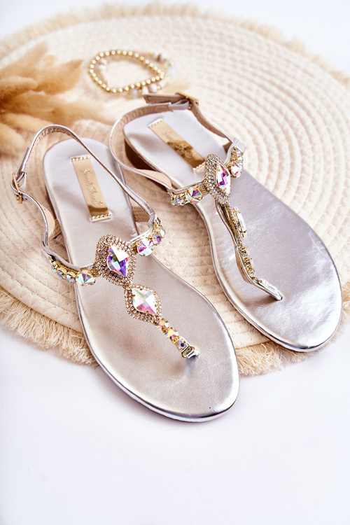 Модні жіночі босоніжки шльопанці з декоративними стразами Silver Bellia