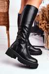 Жіночі високі чоботи теплі чорні Ambicious