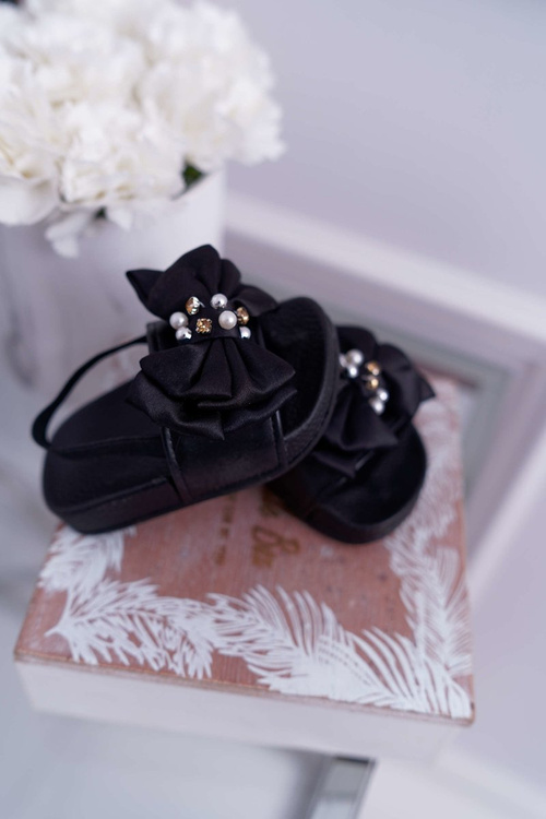 Дитячі гумові шльопанці з метеликом Чорні Senari