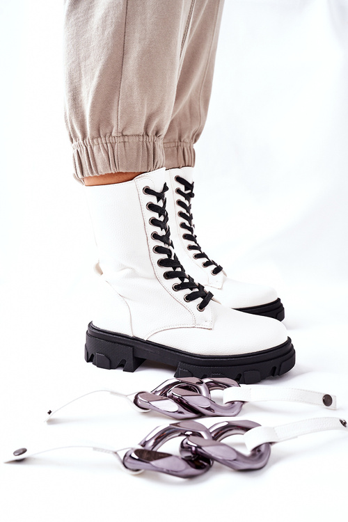 Жіночі байкерські черевики S.Barski білі Jensen