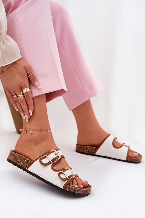 Жіночі Тканинні Сандалі На Корковій Платформі З Пряжками Білі Osoffe
