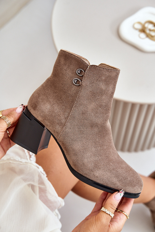 Жіночі ботильйони на підборах і блискавці темно-бежевого кольору Tinamar