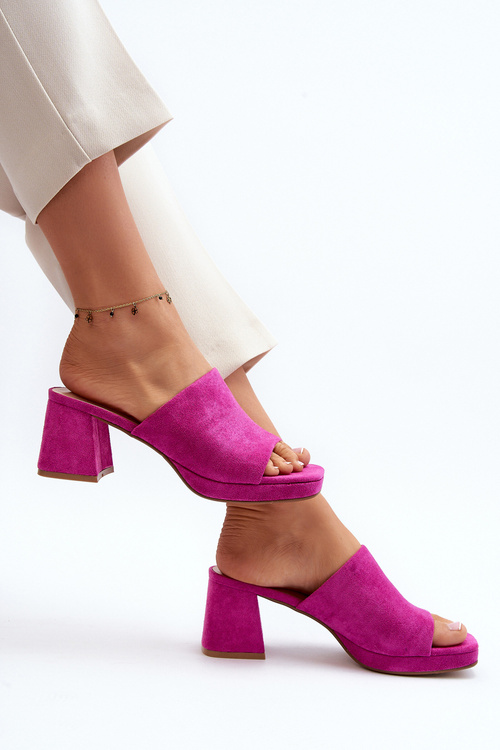 Жіночі мюлі на високих підборах кольору фуксії Bralya