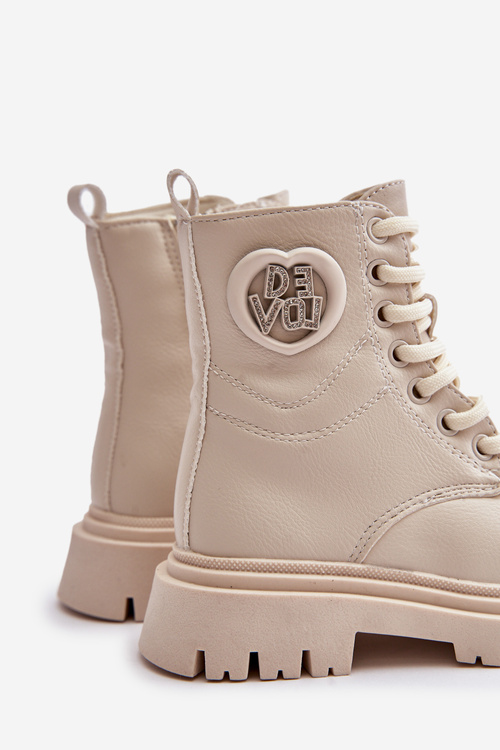 Чоботи для дівчинки утеплені хутром на блискавці бежеві Evaliraea