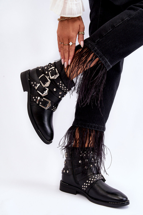 Жіночі чоботи зі смугами та шпильками Чорні Ramso