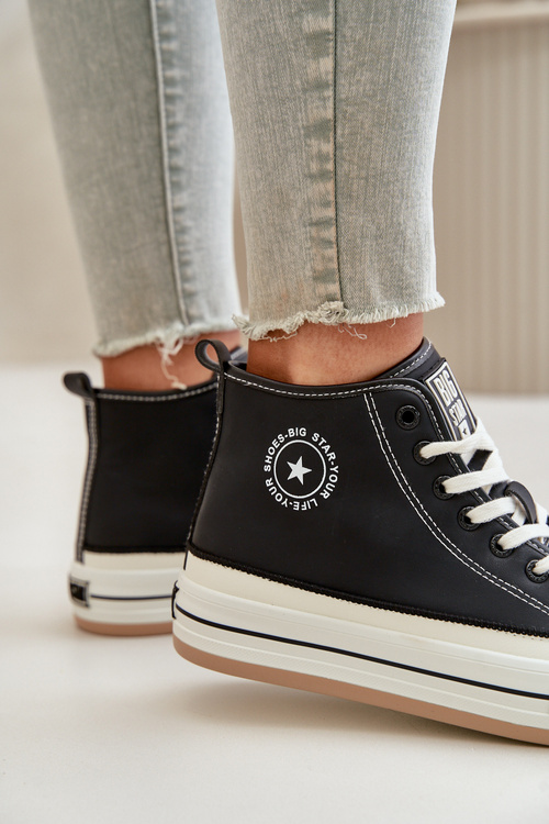 Утеплені жіночі кросівки на платформі з екошкіри Big Star OO274062 Чорні