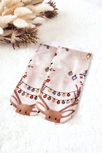 Шкарпетки для ніжок Reindeer Merry Christmas Beige