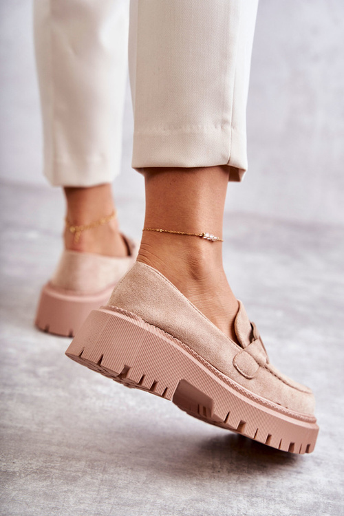 Жіночі броги замшеві з декором бежеві Leeza