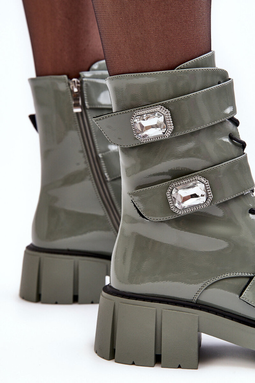 Жіночі лаковані чоботи зелені SBarski MR870-61