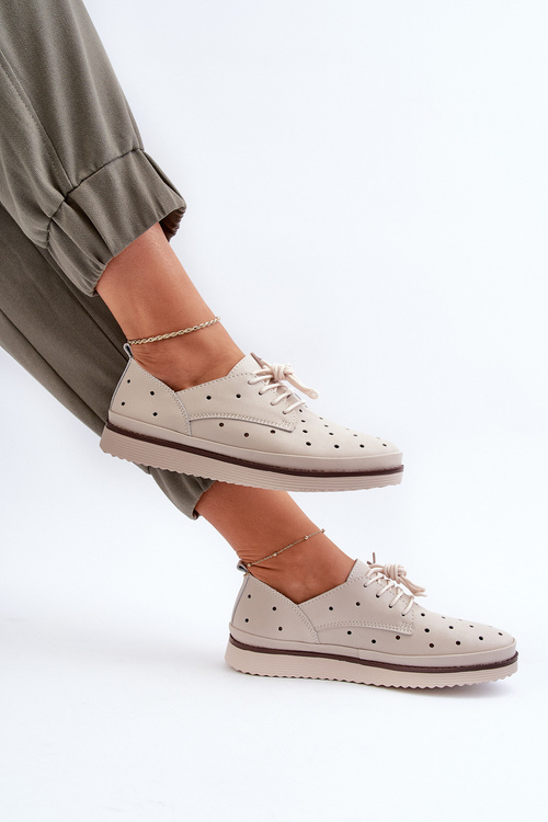 Білі жіночі шкіряні туфлі S.Barski LR182