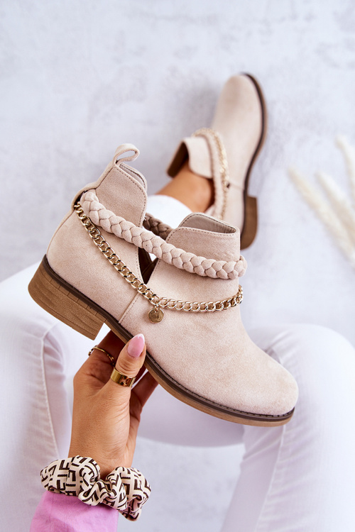 Замшеві черевики з ланцюжком Бежеві Talitha