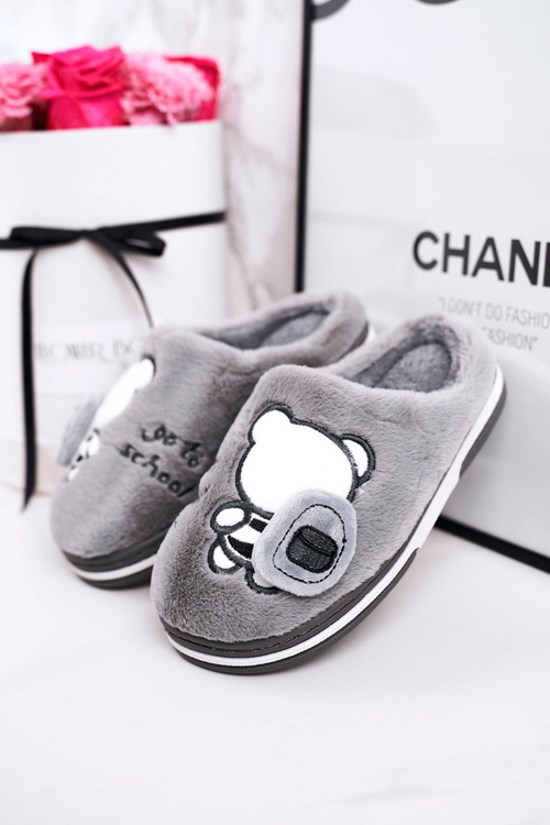 Дитячі домашні тапочки з ведмедиком сірим Go to School