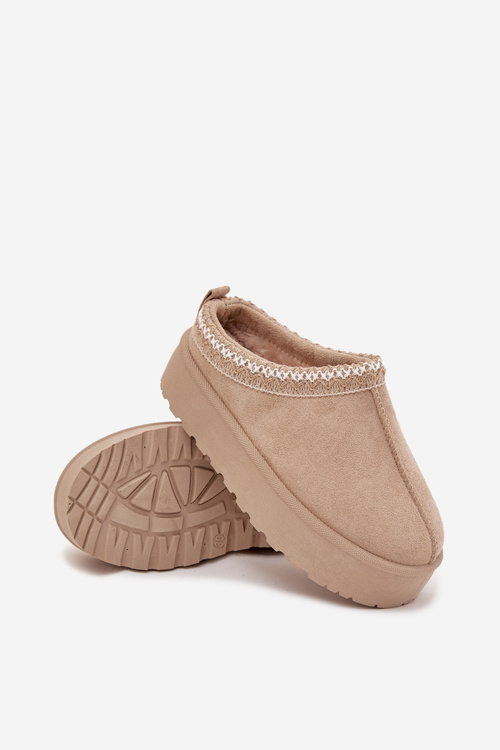 Дитячі Юнацькі Снігові Черевики З Вишивкою На Платформі Бежеві Jolisse