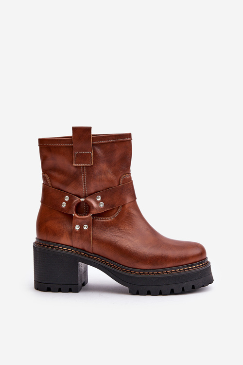 Жіночі шкіряні ботильйони на блискавці коричневі Lewski 3435