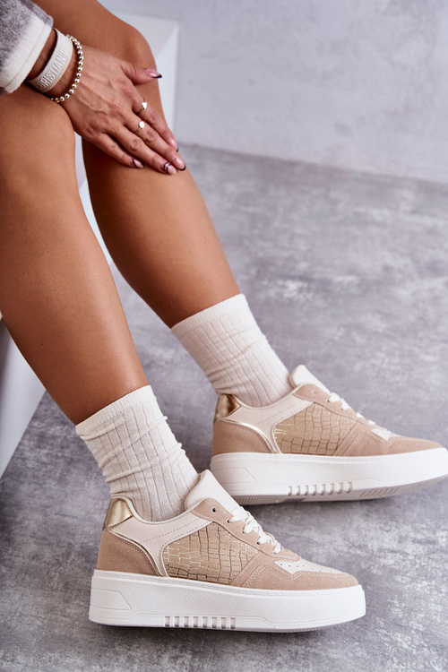 Жіноче низьке спортивне взуття на платформі бежеві Kyllie