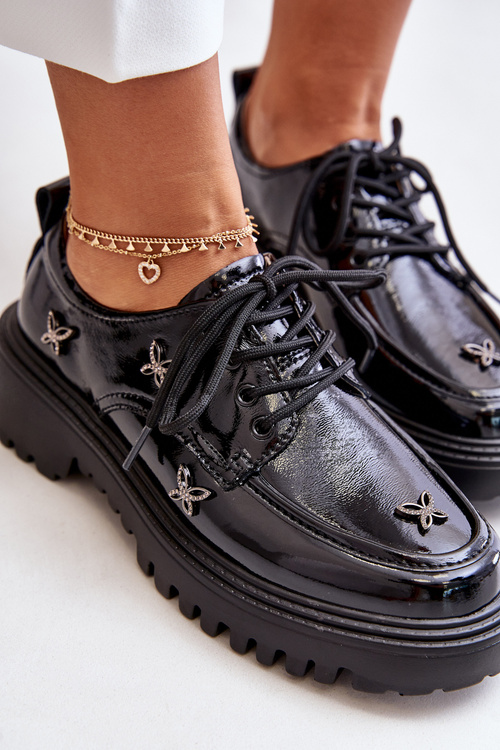 Туфлі жіночі лаковані з декором Натуральна шкіра Artiker 55C1011 Чорні