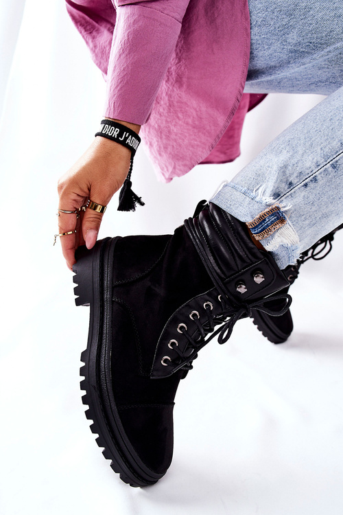 Жіночі байкерські черевики замшеві чорні Deliopis