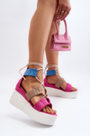 Жіночі босоніжки на шнурівці кольору фуксії Helavi