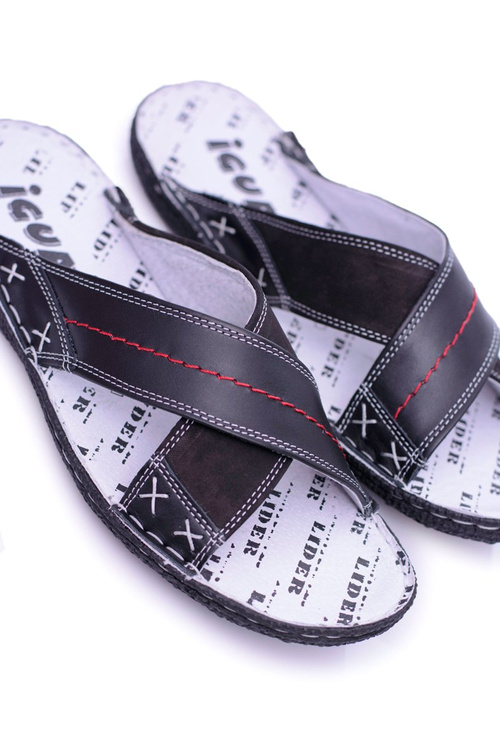 Чорні легкі шкіряні чоловічі шльопанці Добре