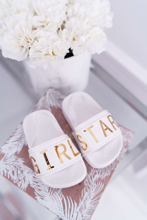 Дитячі шльопанці Золотий Напис Дівчинка Зірка Білий Бембі