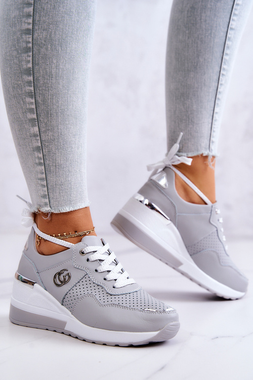 Жіночі шкіряні кросівки Снікерси сірі Loissa