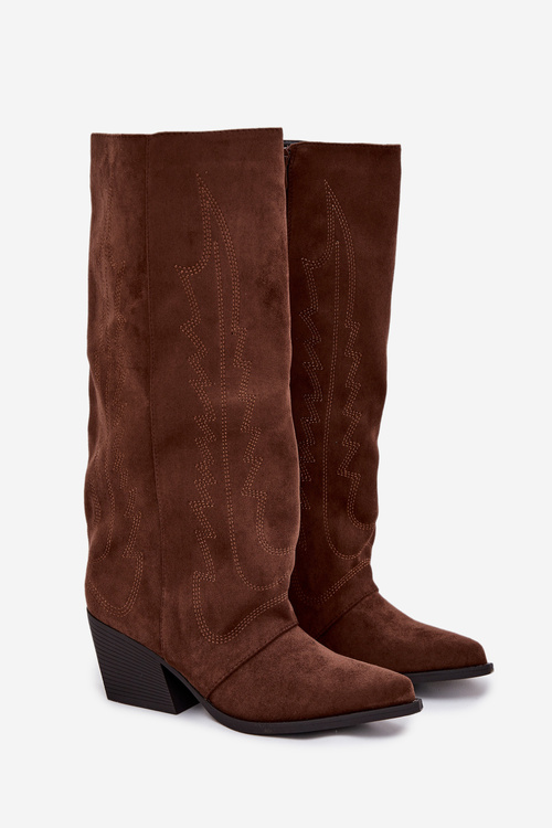 Жіночі ковбойські чоботи на блискавці Коричневі Isalina