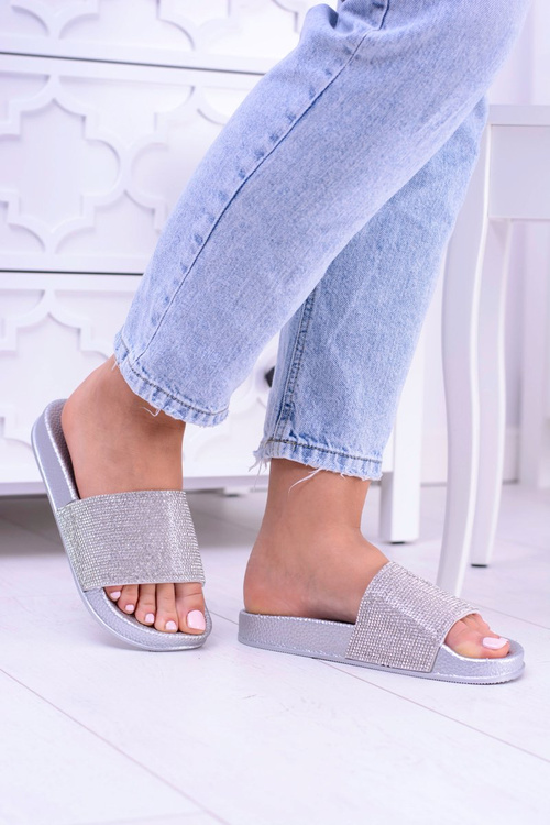 Жіночі шльопанці з цирконію MadameCristal Silver