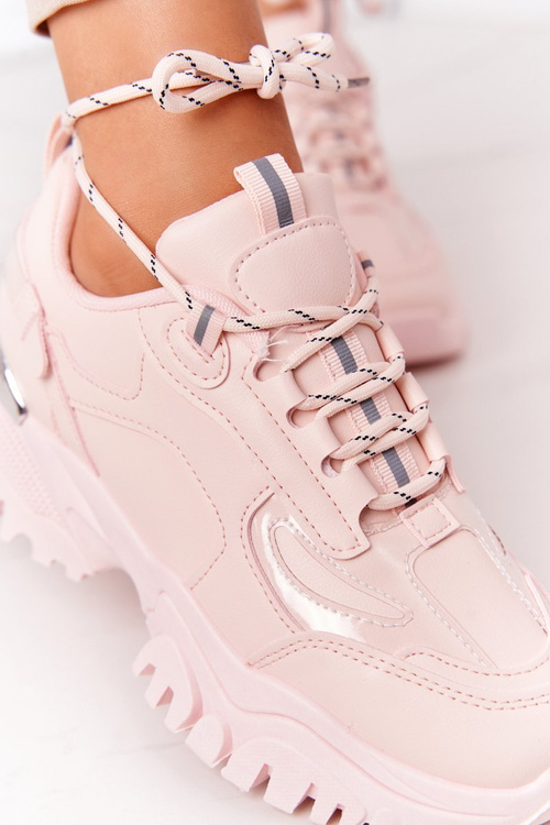 Жіночі кросівки на масивній підошві рожеві Influencer