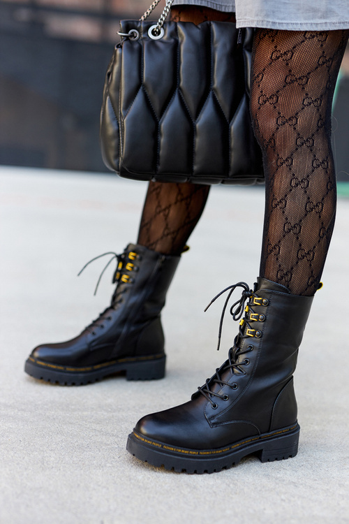 High Leather Workers Black Rockdale