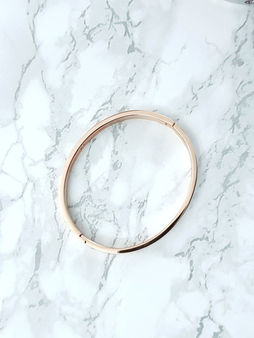 Жіночий сталевий браслет з цирконієвим кристалом рожевого золота