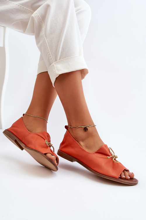 Жіночі шкіряні балетки Zazoo 2660 помаранчеві