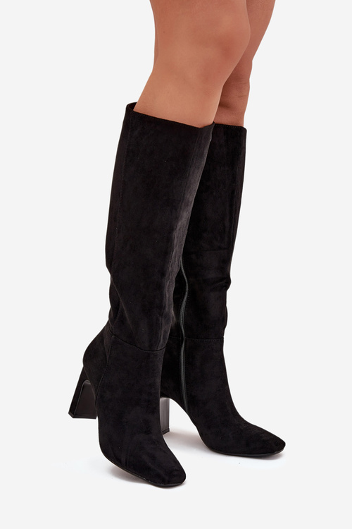 Жіночі Чоботи На Підборах Утеплені Чорні Zamira