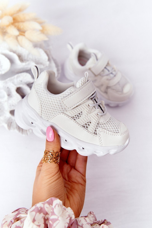 Дитячі кросівки з миготливою світлодіодною підошвою, білі, так круто!